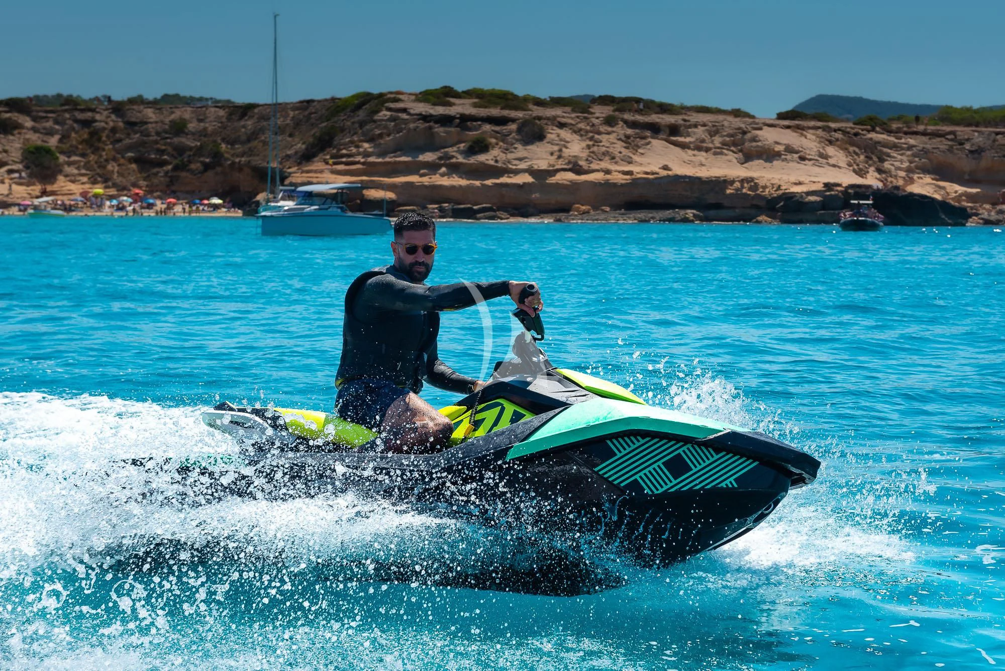 a man on a jet ski aboard ACQUA Yacht for Sale