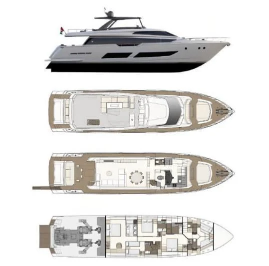 a few silver and black scale trains aboard YEMAJA Yacht for Sale