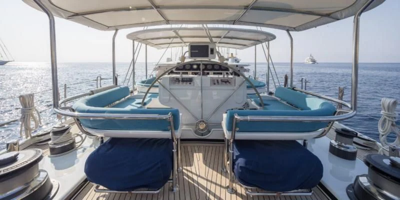a boat on the water aboard BLUE PAPILLON Yacht for Sale
