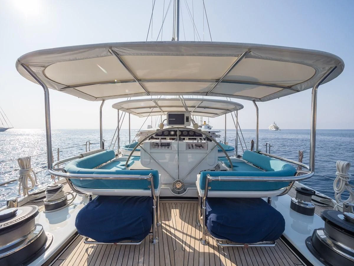a couple of boats sit on a dock aboard BLUE PAPILLON Yacht for Sale
