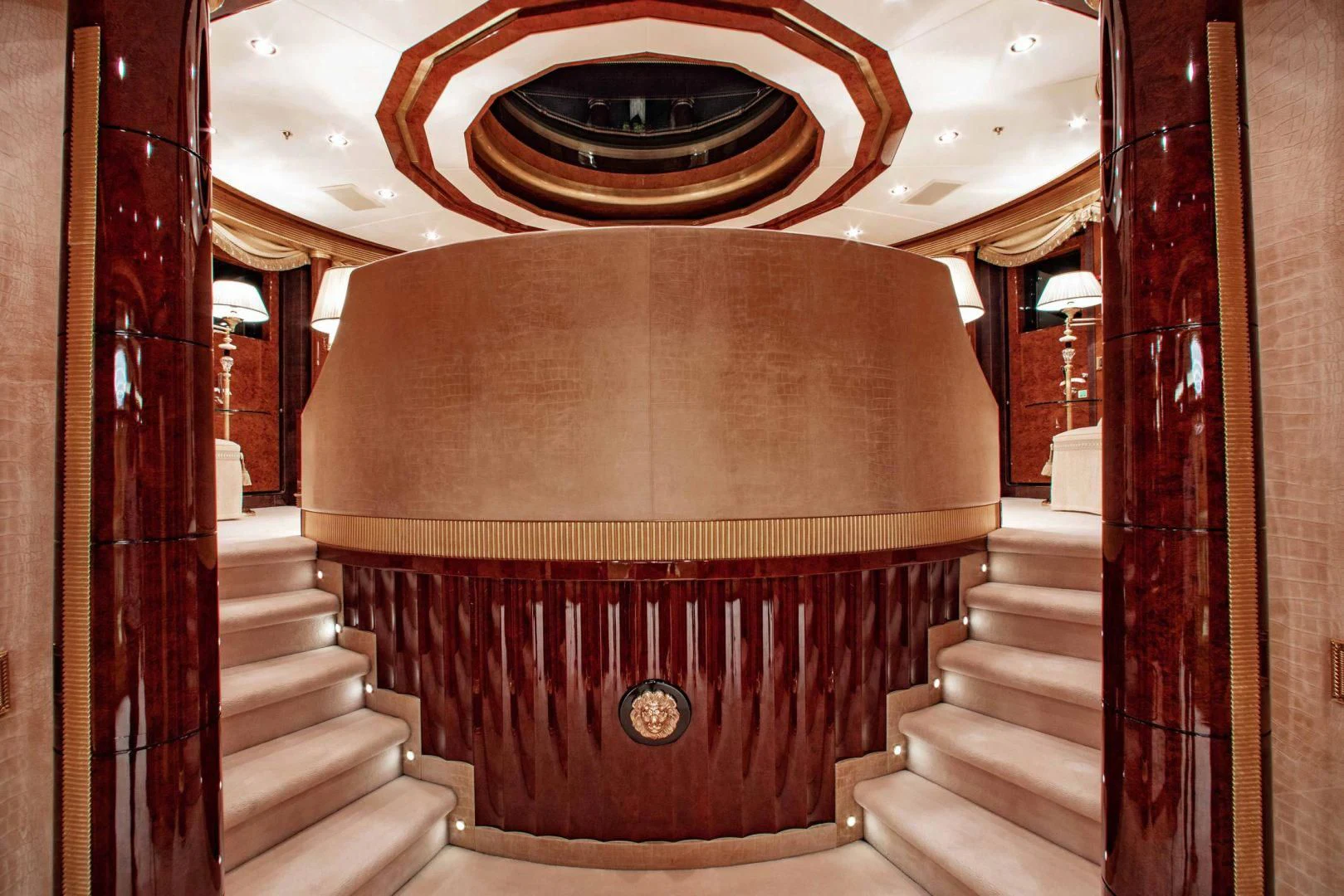 a large wooden podium aboard SORRENTO Yacht for Sale