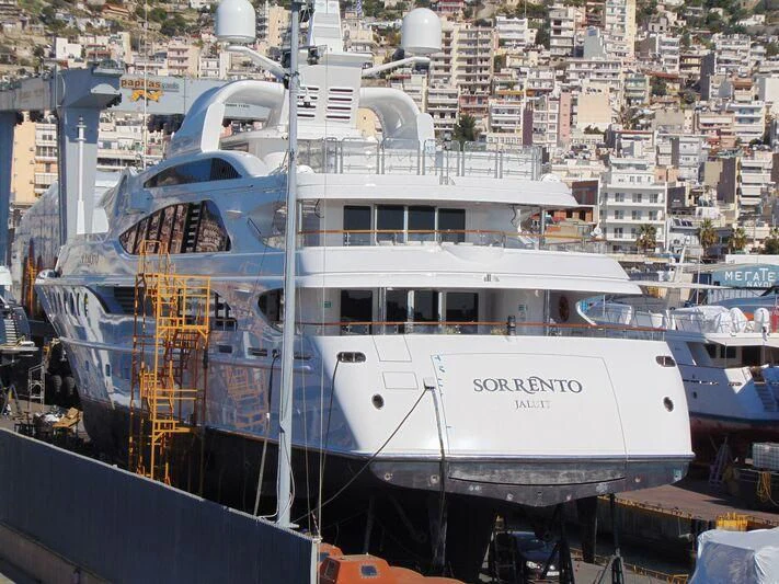 a large ship docked aboard SORRENTO Yacht for Sale