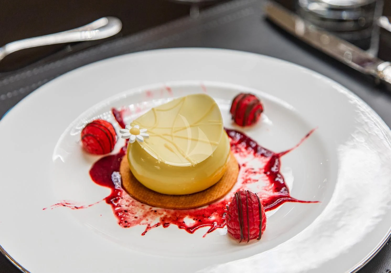 a plate with a dessert on it aboard SORRENTO Yacht for Sale