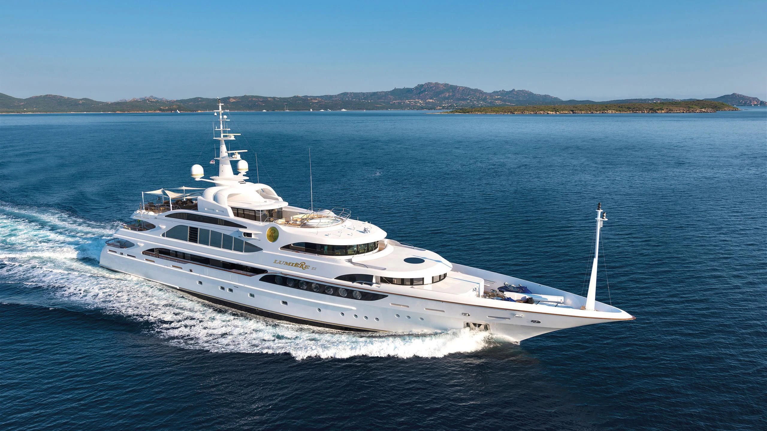 a white yacht on the water aboard SORRENTO Yacht for Sale