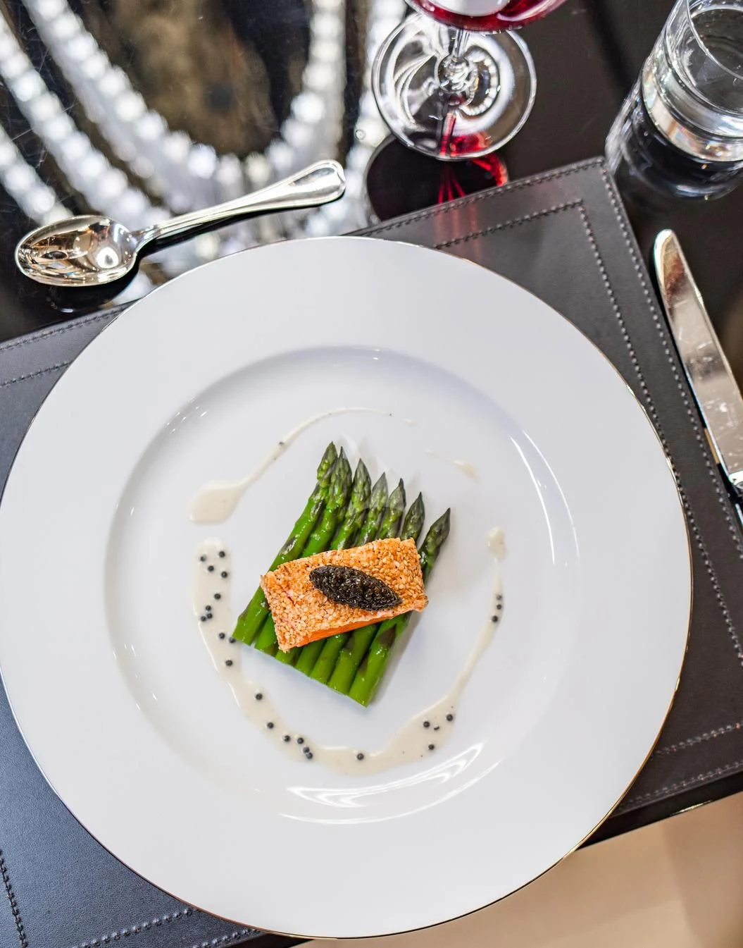 a plate with a plant in it aboard SORRENTO Yacht for Sale