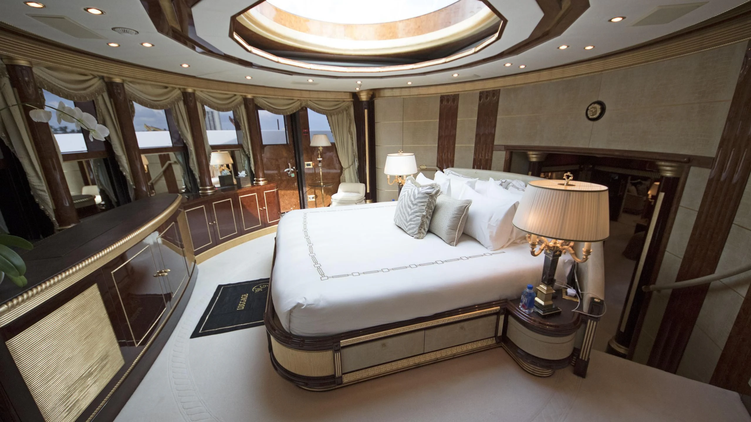 a large bed in a room aboard SORRENTO Yacht for Sale