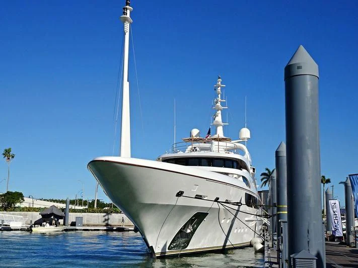 a white boat docked aboard SORRENTO Yacht for Sale