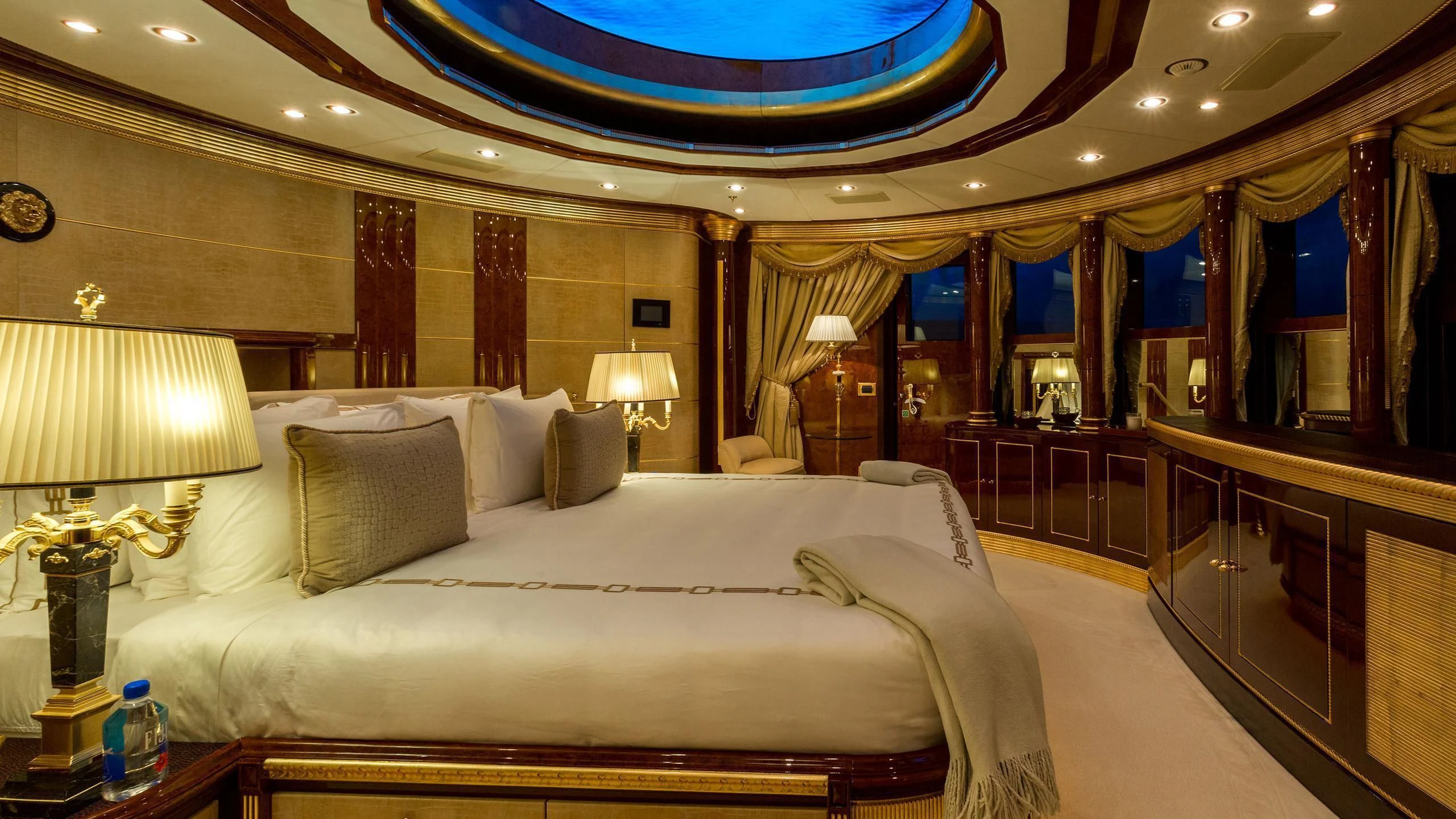a large bed in a room aboard SORRENTO Yacht for Sale