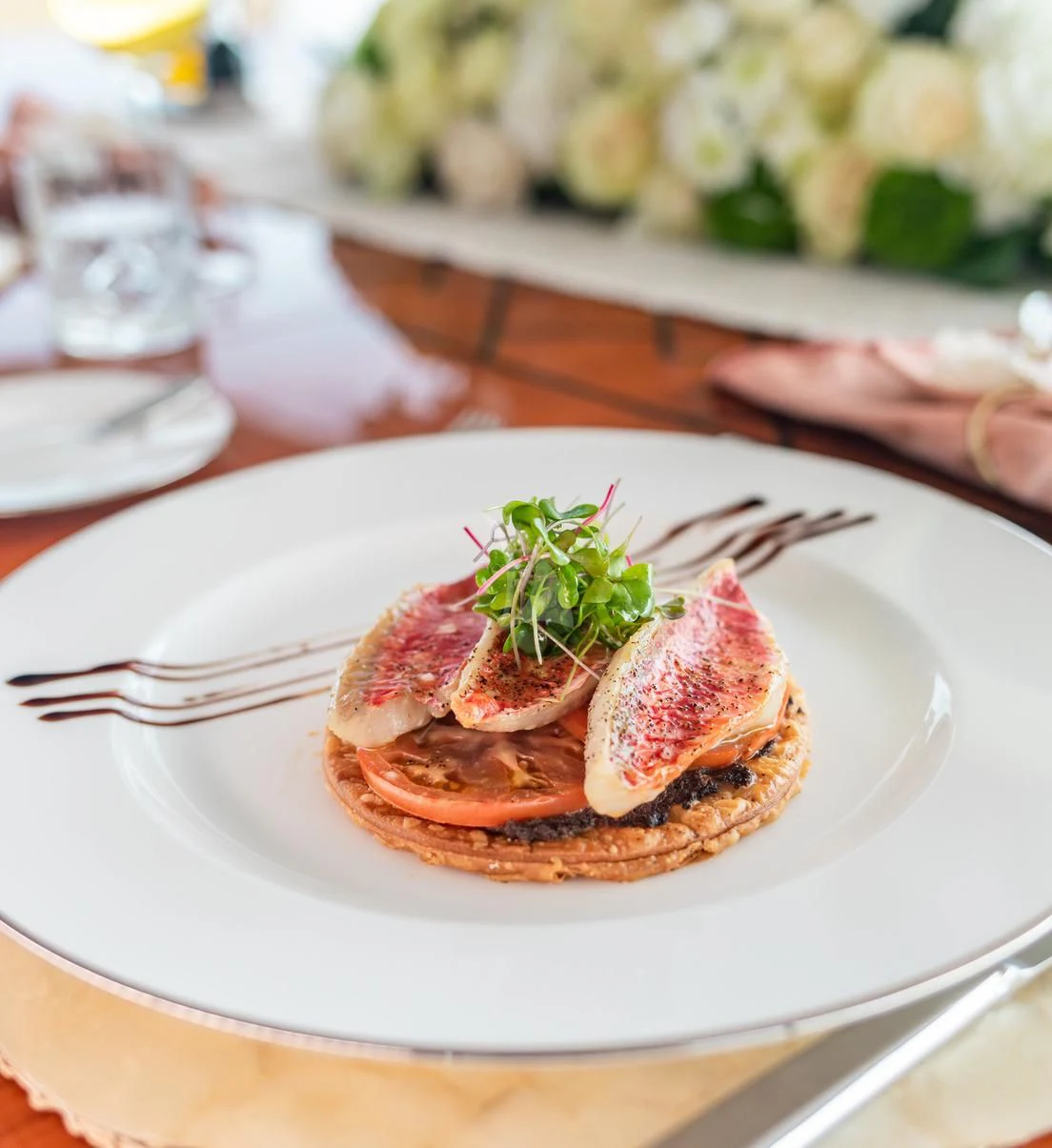 a plate of food aboard SORRENTO Yacht for Sale