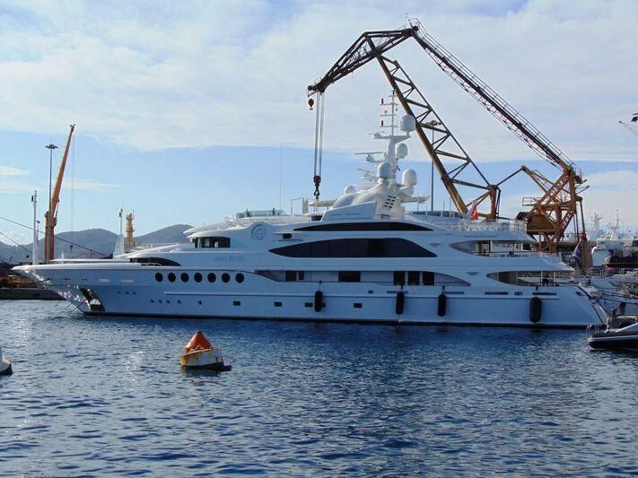 a large white boat in the water aboard SORRENTO Yacht for Sale