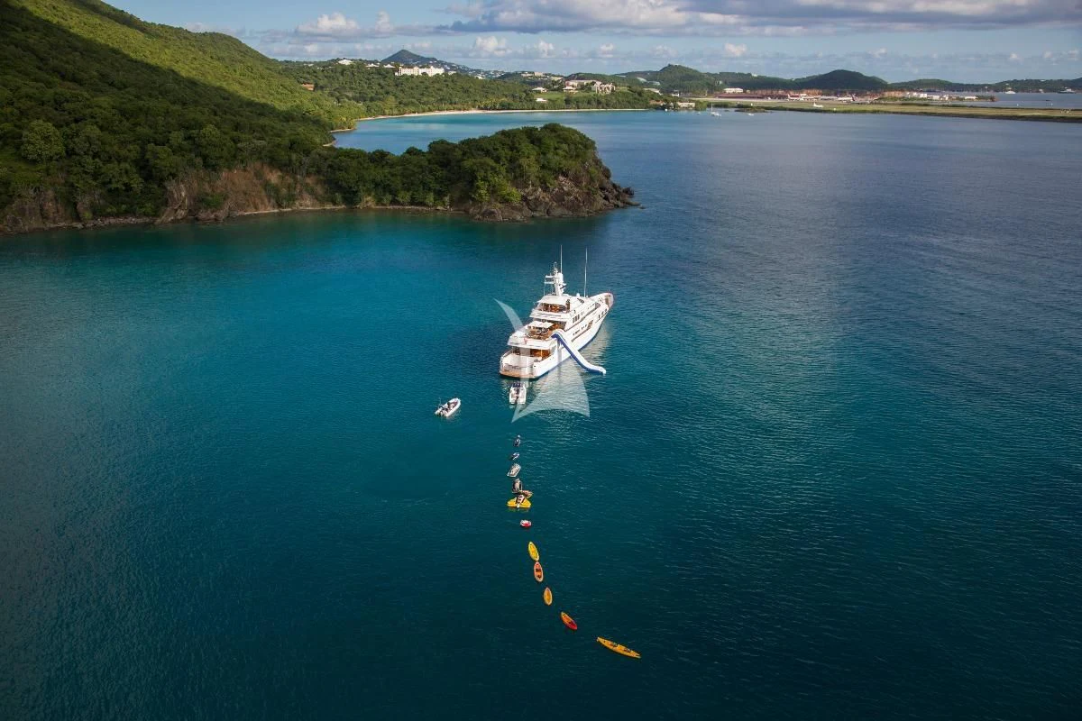a boat with a rope attached to it in the water aboard TELEOST Yacht for Sale