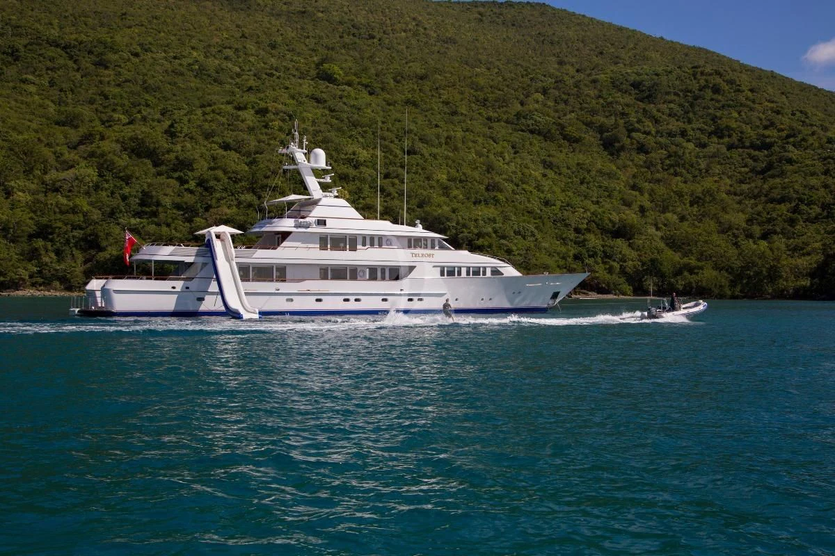 a boat on the water aboard TELEOST Yacht for Sale