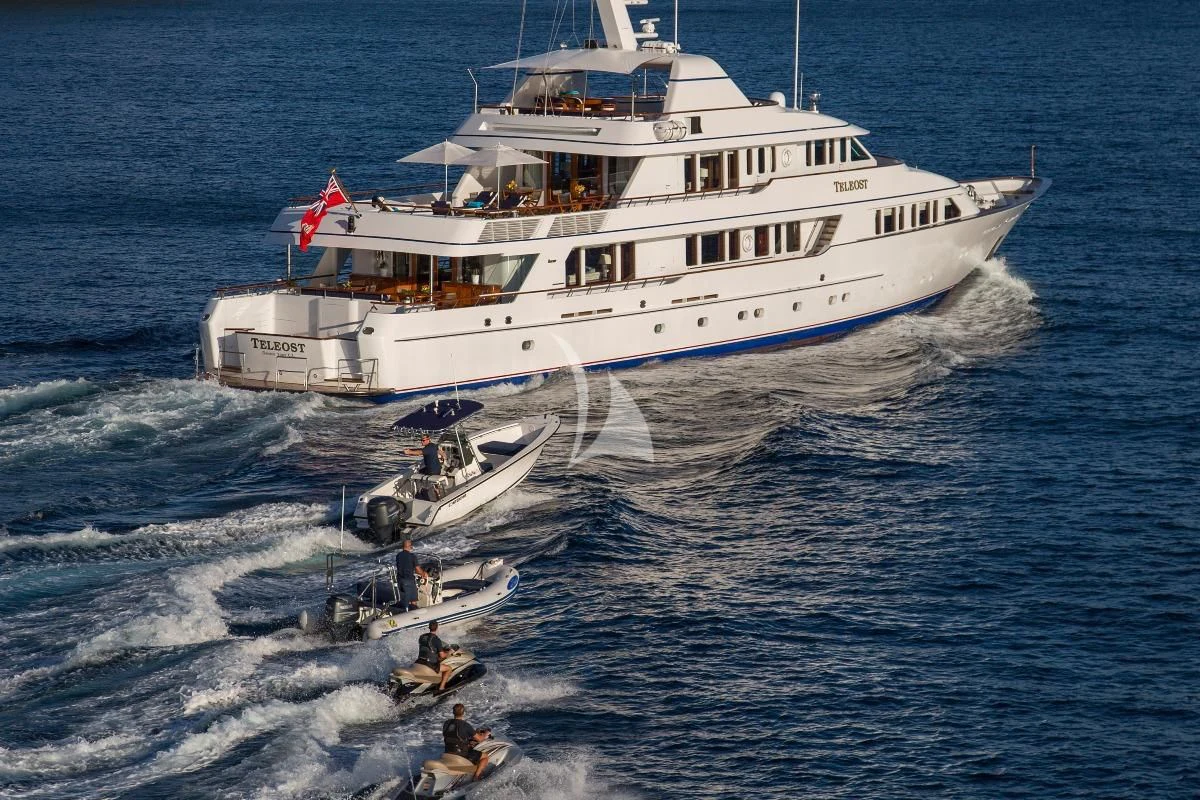 a boat sailing on the sea aboard TELEOST Yacht for Sale