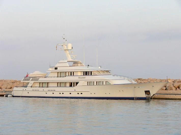a large white boat aboard TELEOST Yacht for Sale