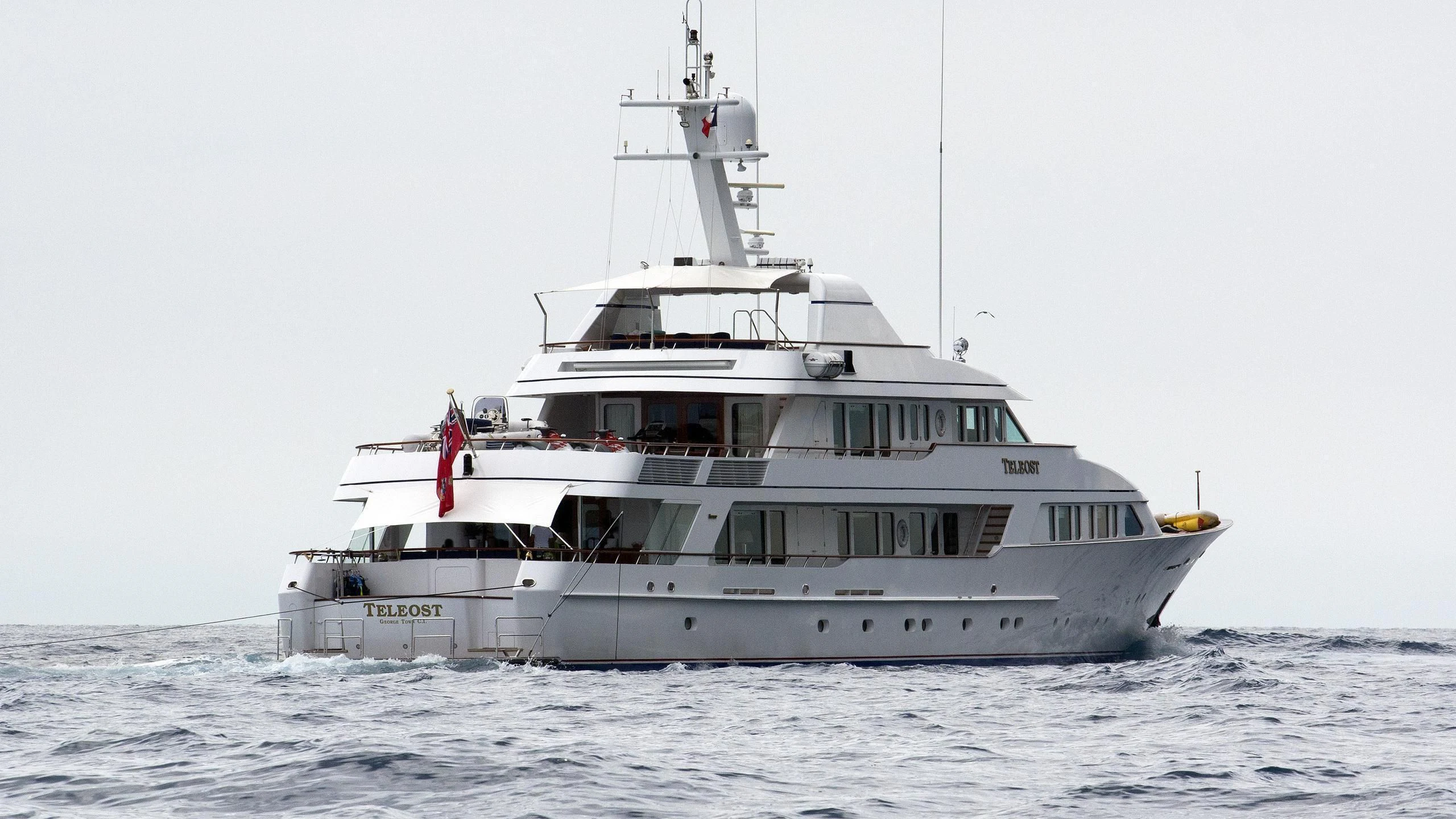 a large white boat aboard TELEOST Yacht for Sale