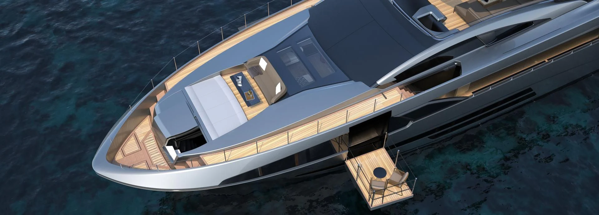 a high angle view of a boat aboard SEDA Yacht for Sale