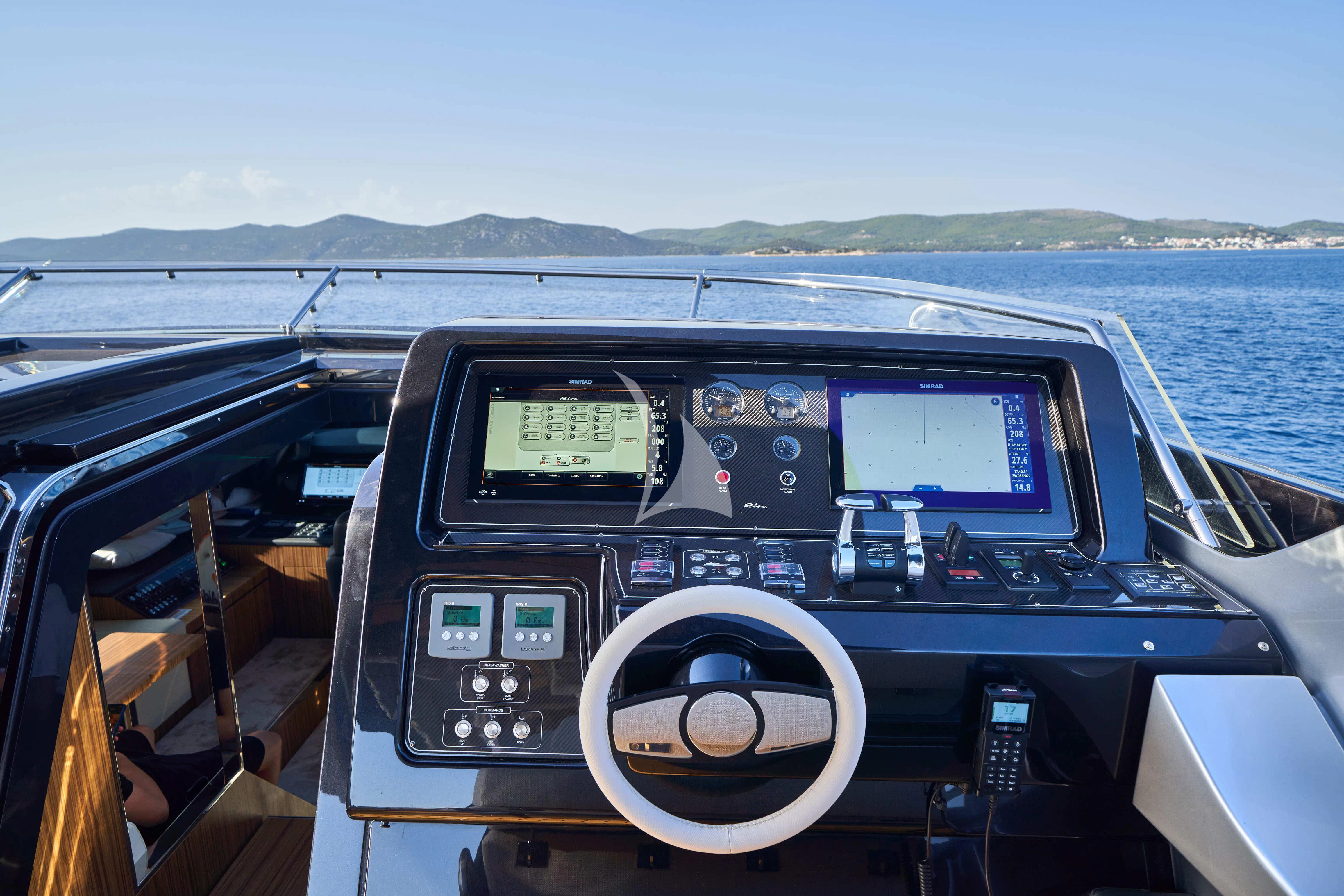 the inside of a car aboard NIKITA Yacht for Sale
