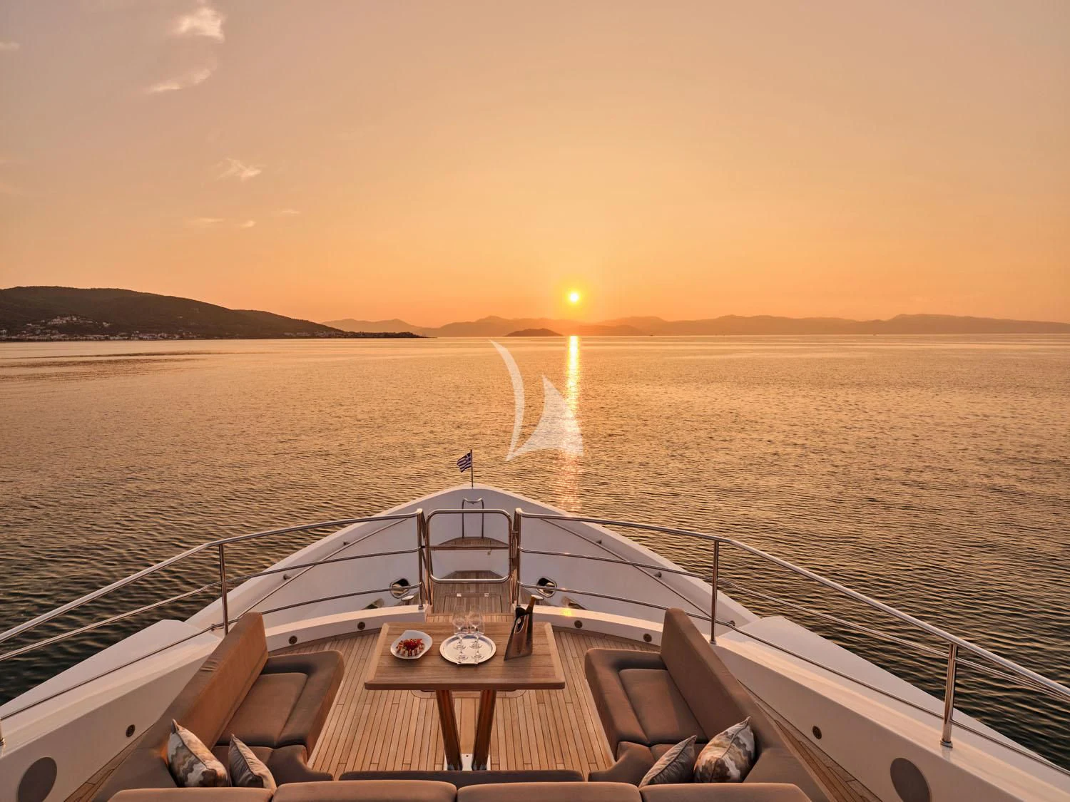 a boat on a body of water aboard AQUA LIBRA Yacht for Charter