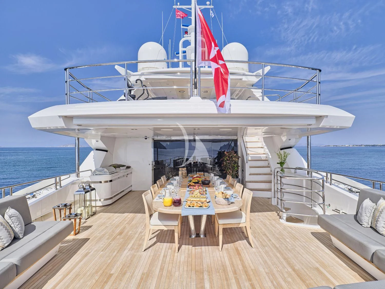 a boat on a body of water aboard AQUA LIBRA Yacht for Charter