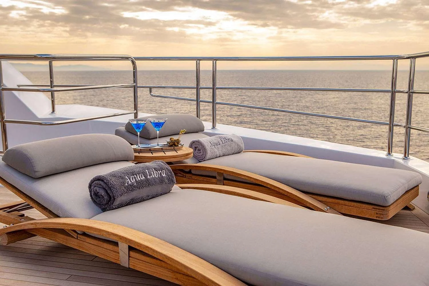 a bed on a boat aboard AQUA LIBRA Yacht for Charter