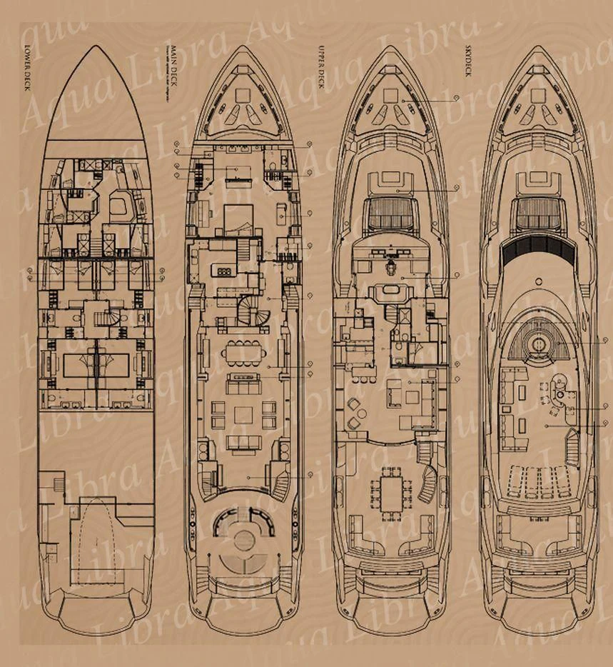 diagram aboard AQUA LIBRA Yacht for Charter