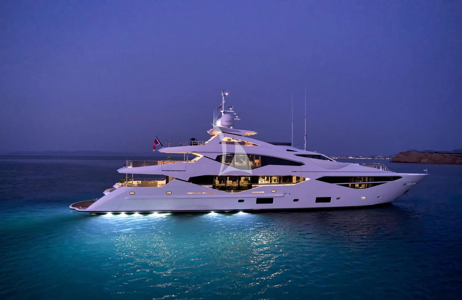a large white boat in the water aboard AQUA LIBRA Yacht for Charter