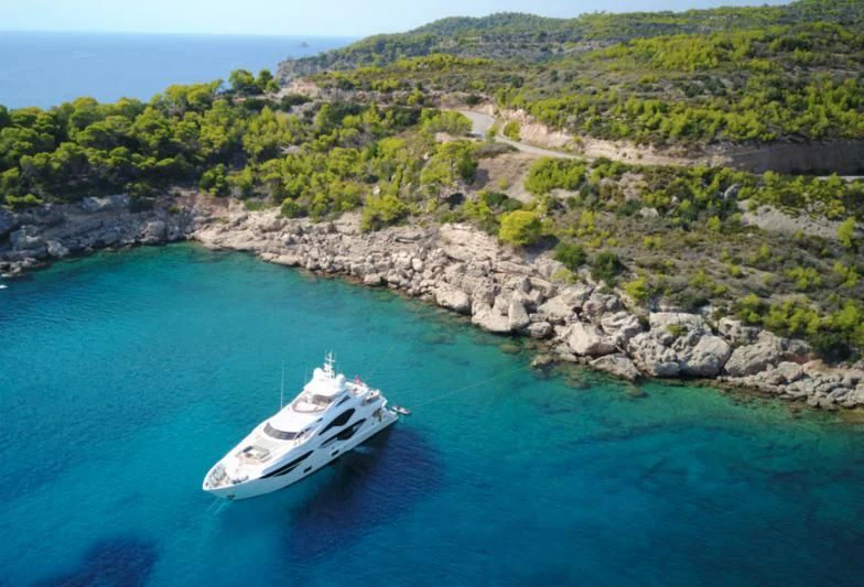 a boat on the water aboard AQUA LIBRA Yacht for Charter