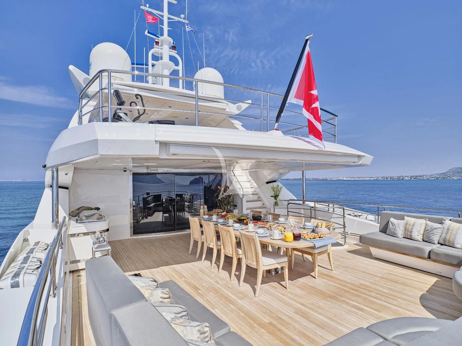 a boat on a body of water aboard AQUA LIBRA Yacht for Charter