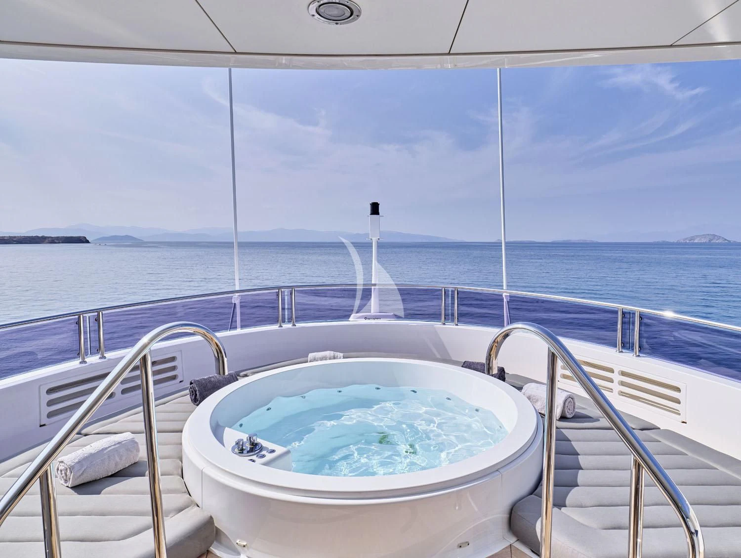 a tub on a boat aboard AQUA LIBRA Yacht for Charter