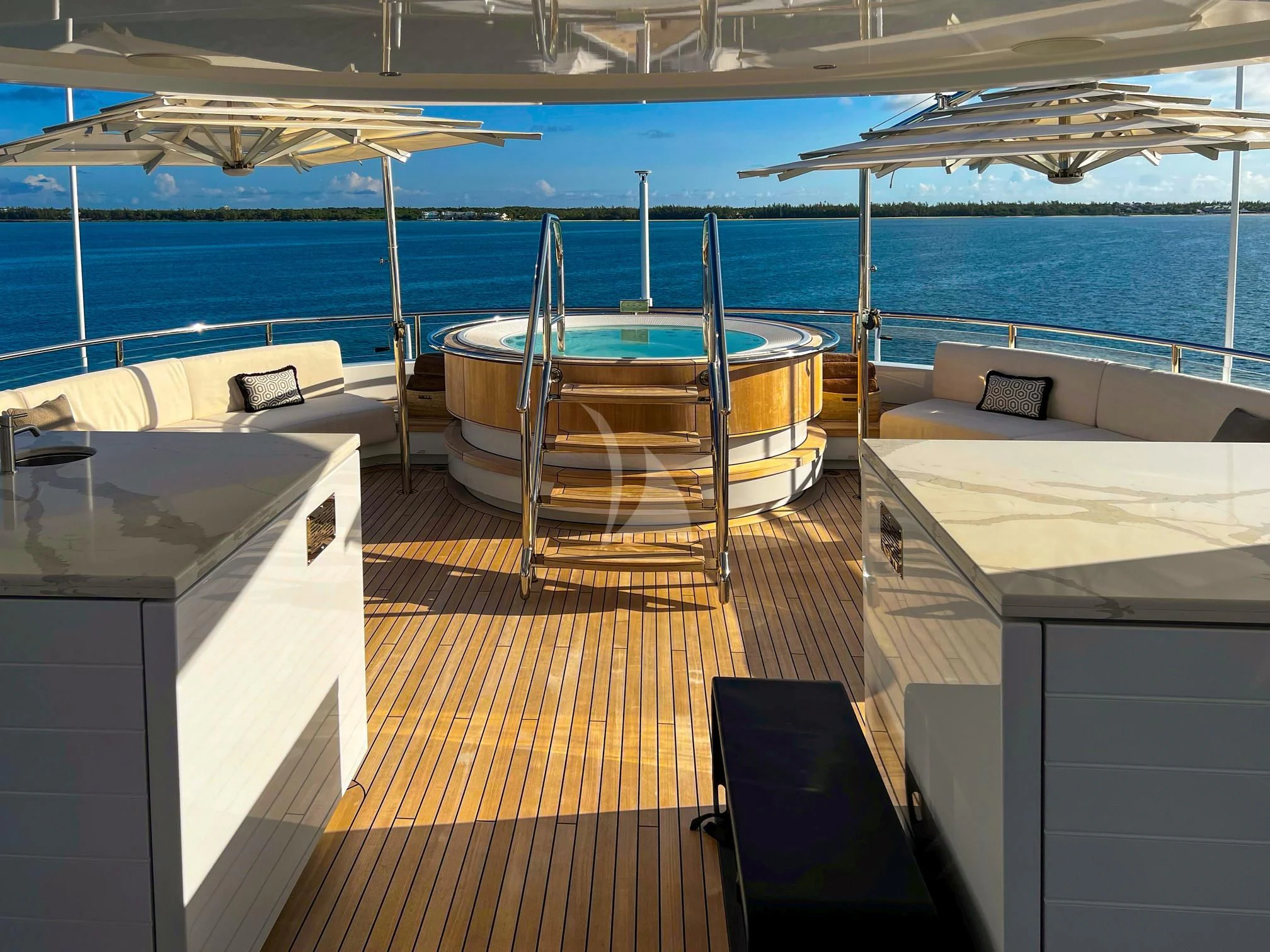 a boat on a deck aboard CALEX Yacht for Sale
