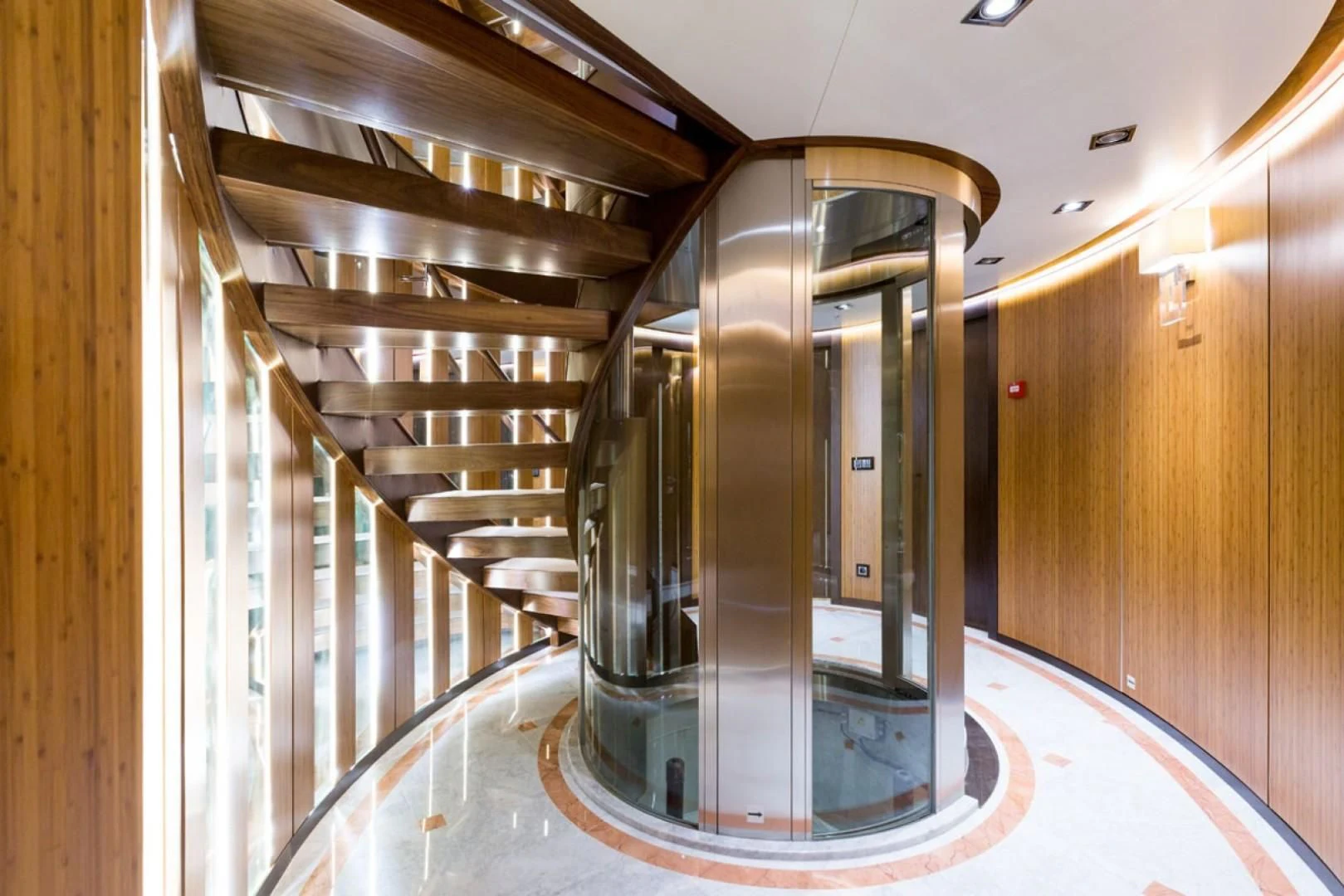 a large room with a large glass display case aboard MAYBE Yacht for Sale