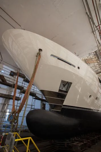 a large white airplane with a staircase aboard MAYBE Yacht for Sale