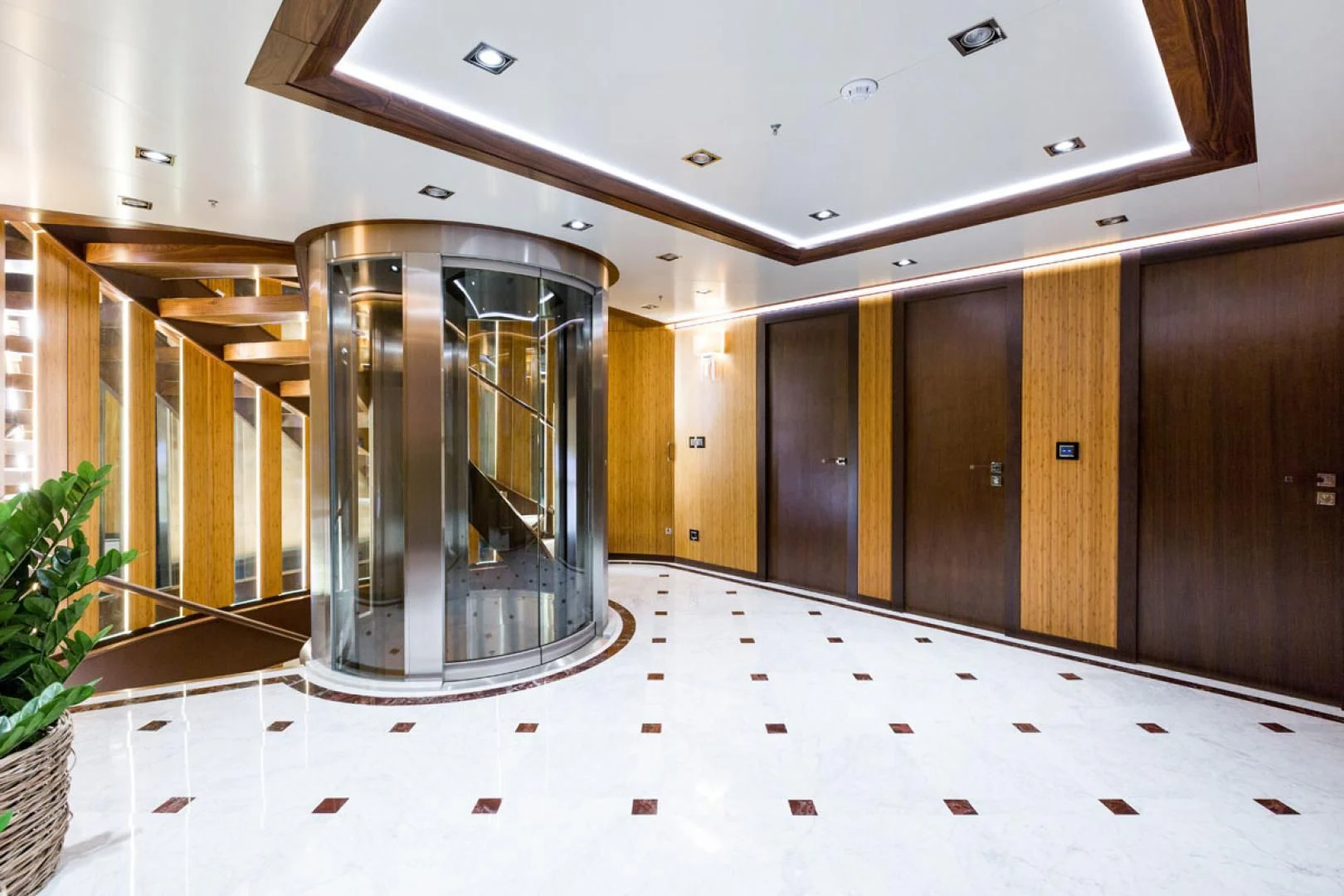 a glass wall in a room aboard MAYBE Yacht for Sale