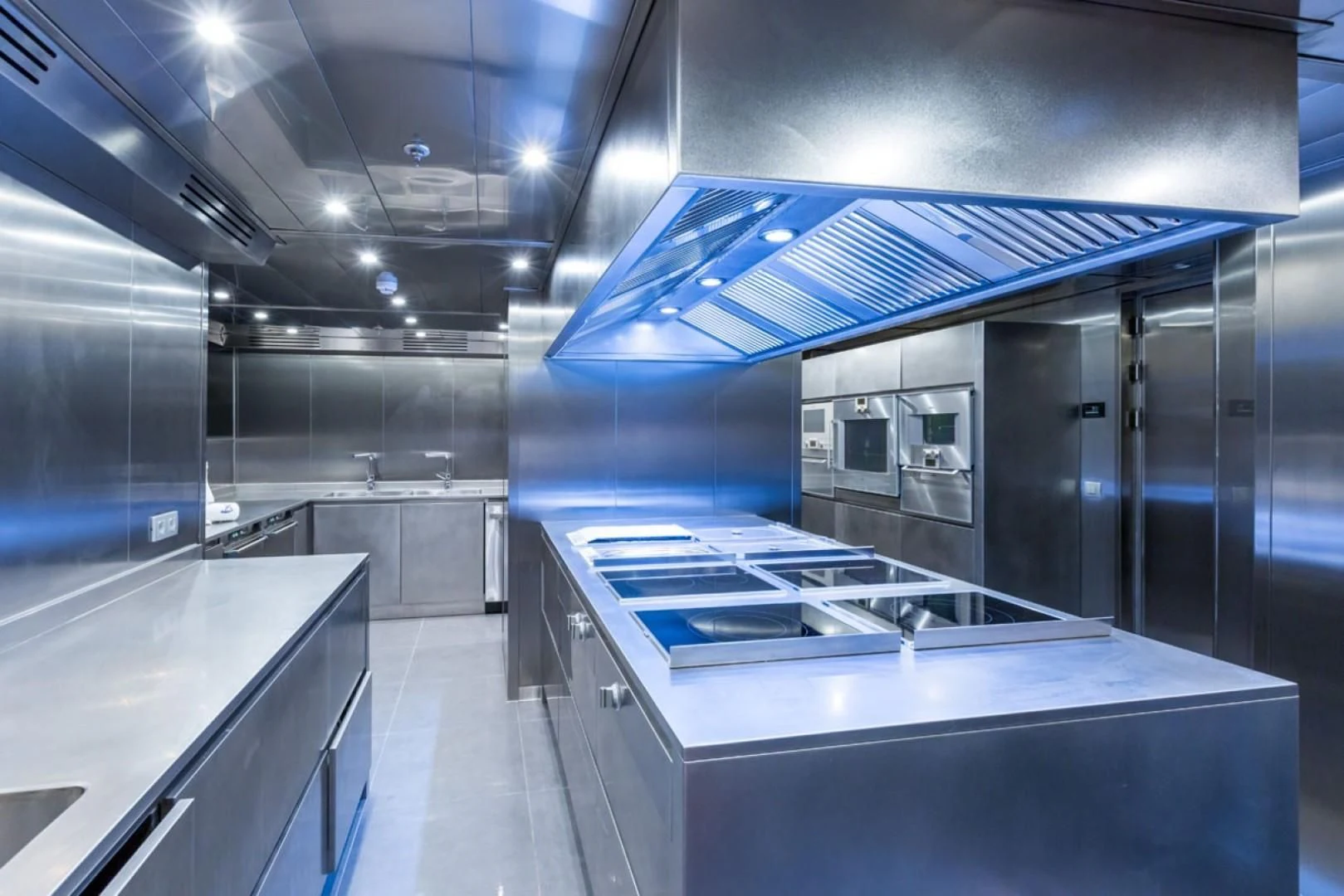 a large modern kitchen aboard MAYBE Yacht for Sale