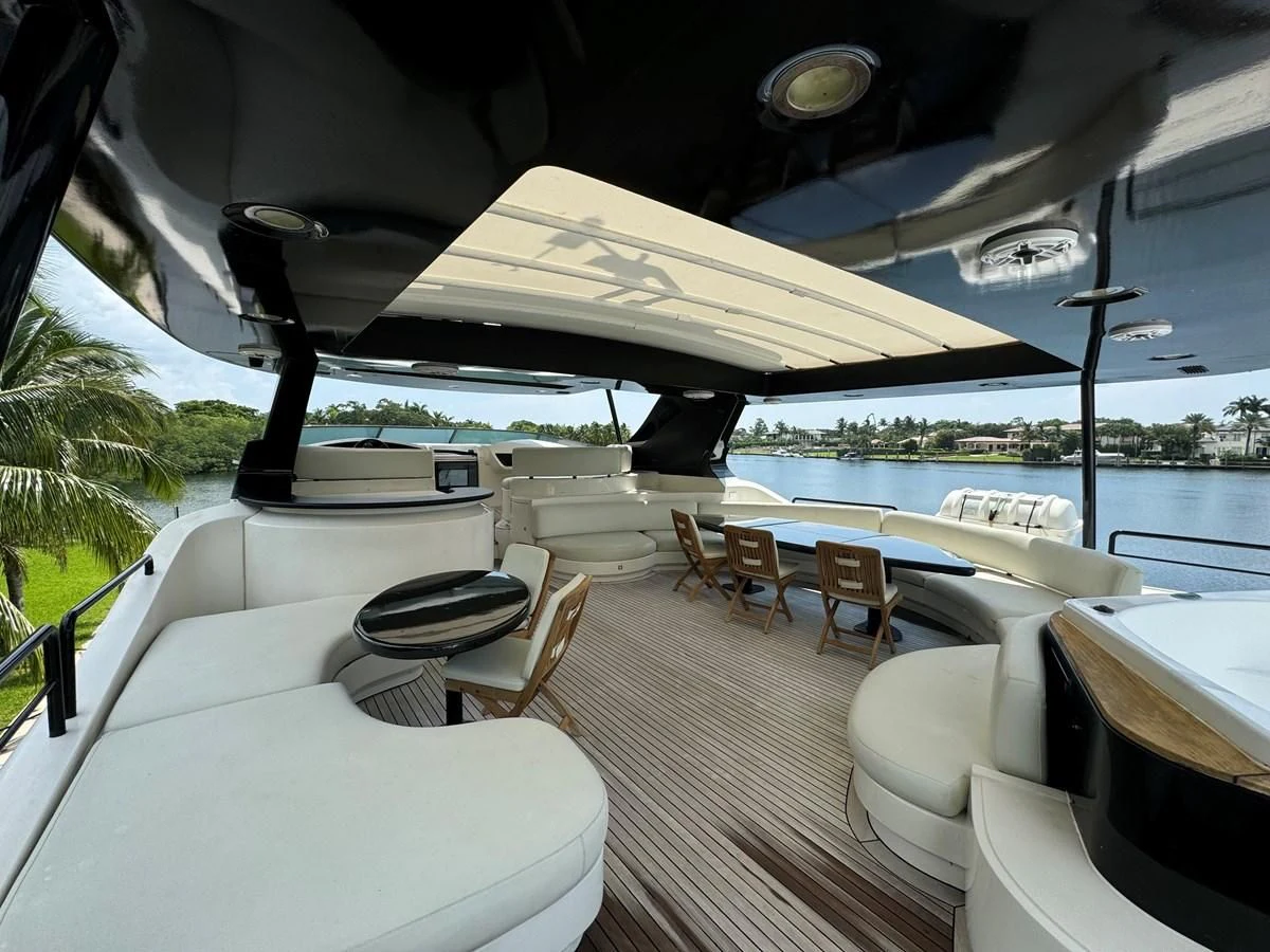 a boat on a deck aboard AZIMUT 100/32 Yacht for Sale