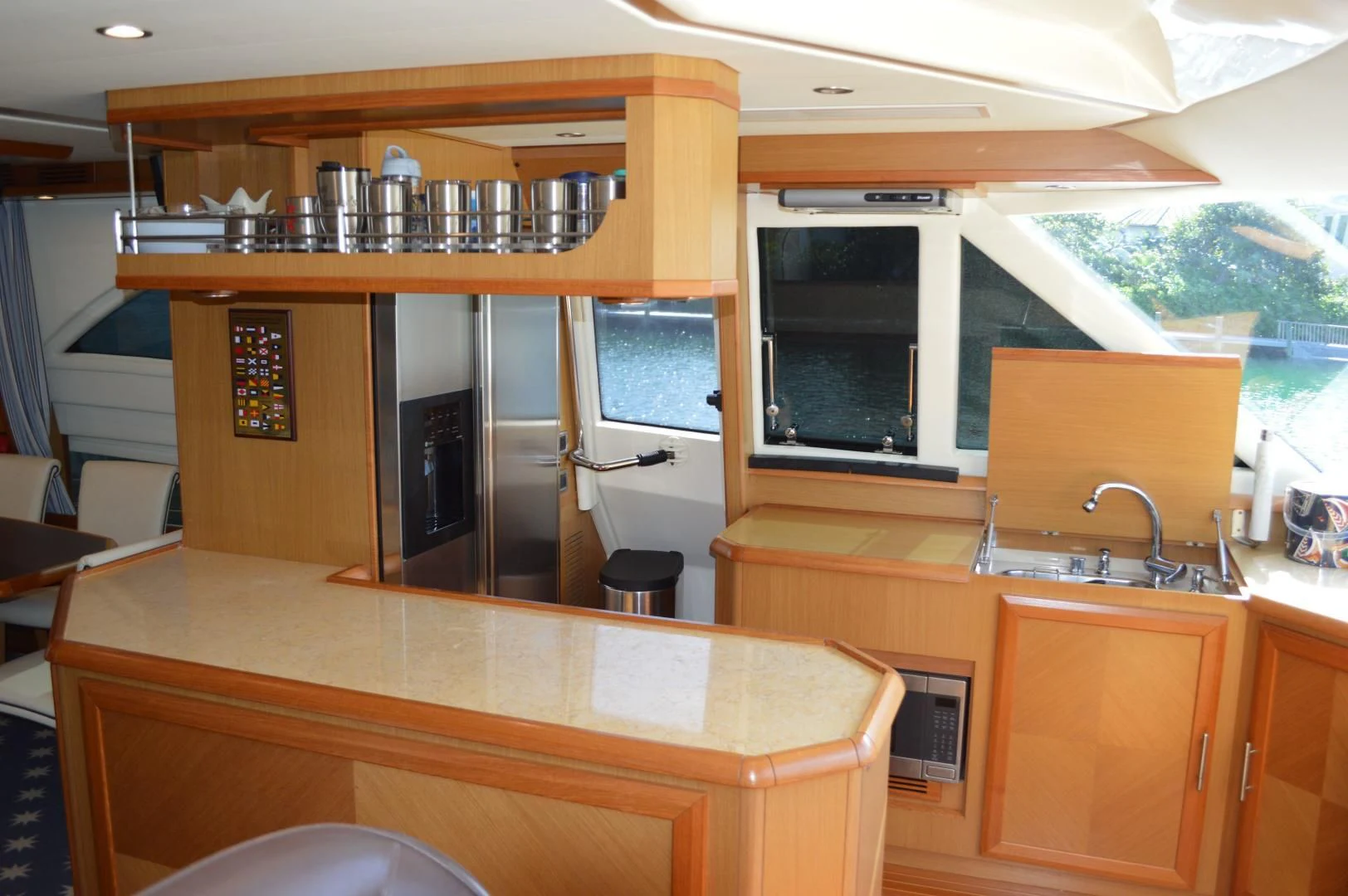 a kitchen with a counter and sink aboard KNOT NANNY'S Yacht for Sale