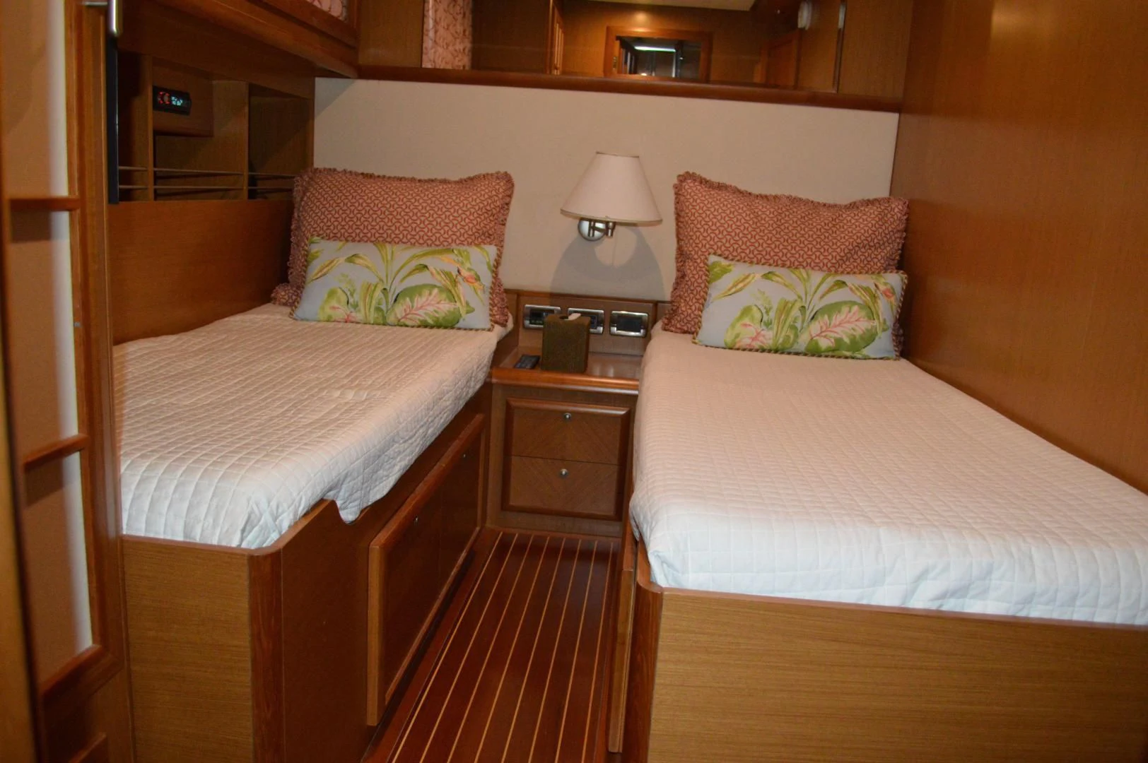 a couple of beds in a hotel room aboard KNOT NANNY'S Yacht for Sale