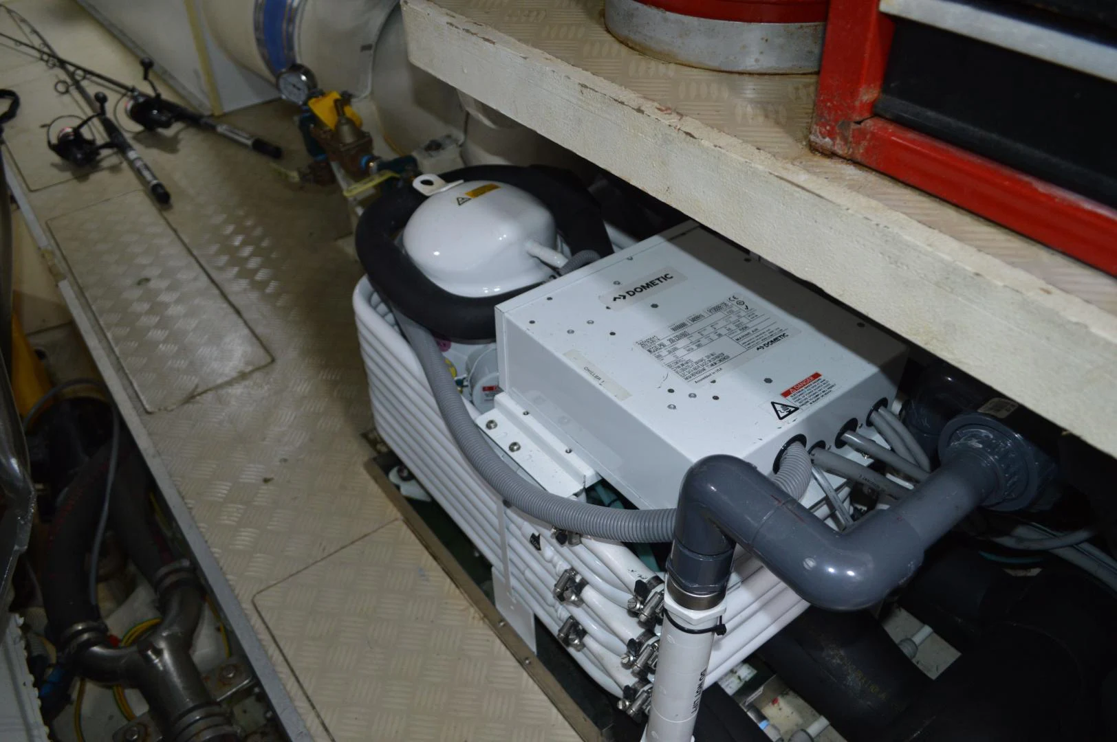 a machine with a white label aboard KNOT NANNY'S Yacht for Sale