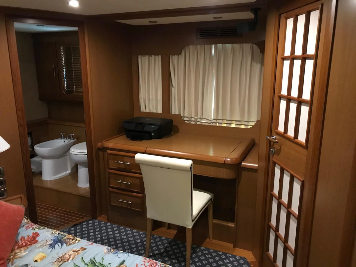a small bathroom with a toilet and a sink aboard KNOT NANNY'S Yacht for Sale