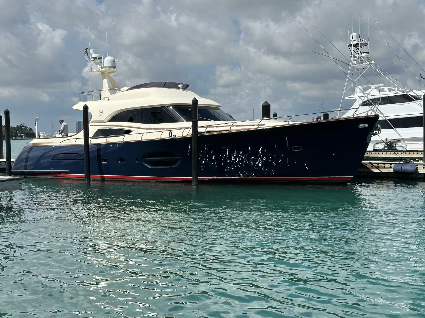 a large ship in the water aboard KNOT NANNY'S Yacht for Sale