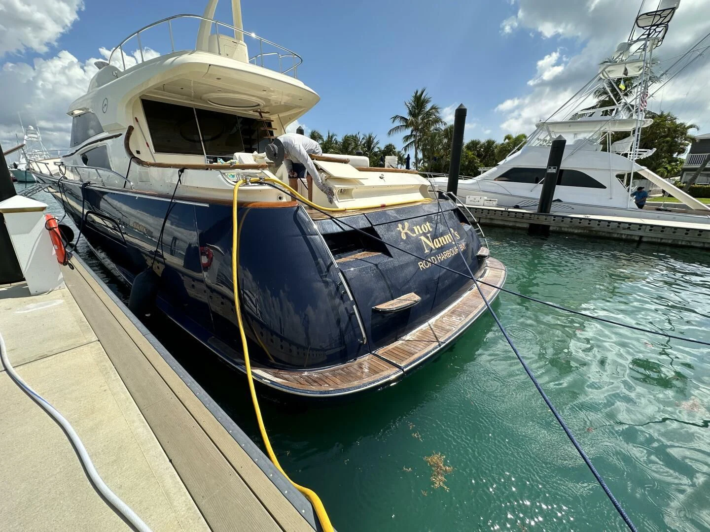 a boat tied to a dock aboard KNOT NANNY'S Yacht for Sale