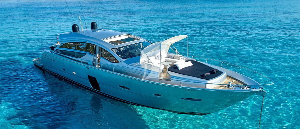 a white yacht on the water aboard WAHOO Yacht for Sale