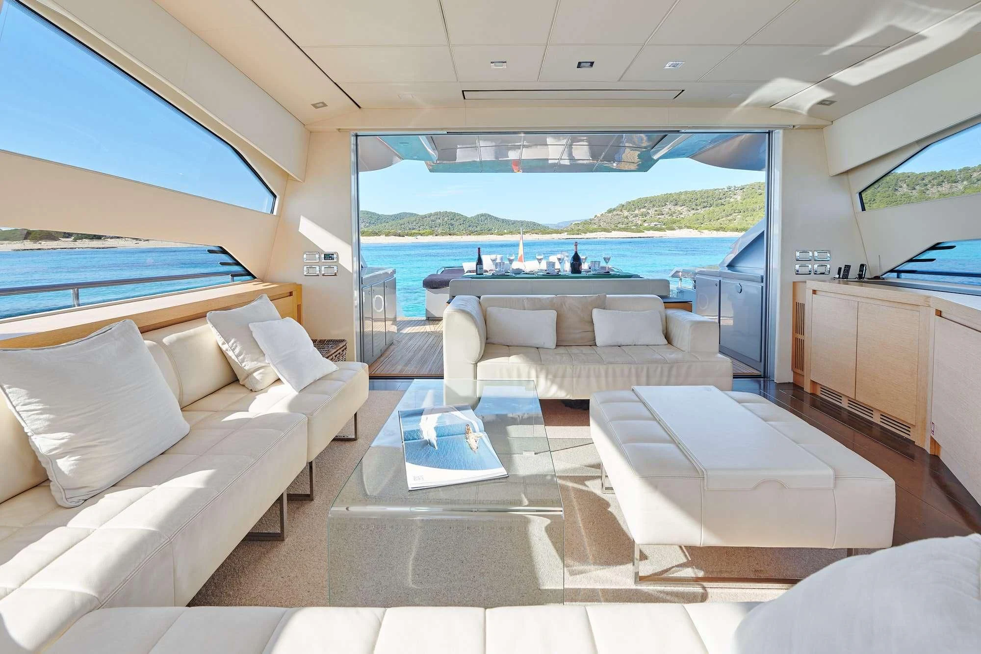 a room with a view of the ocean and the ocean aboard WAHOO Yacht for Sale