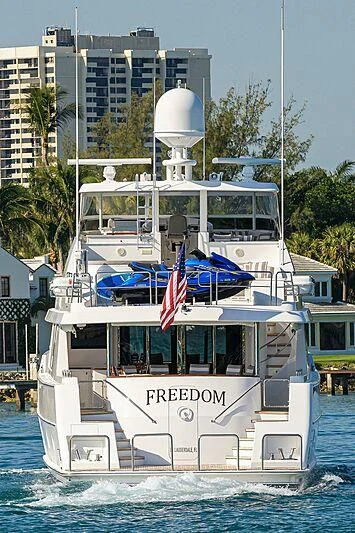 a boat with flags on it aboard UNWINED Yacht for Charter