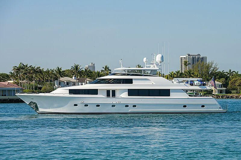 a white yacht in the water aboard UNWINED Yacht for Charter