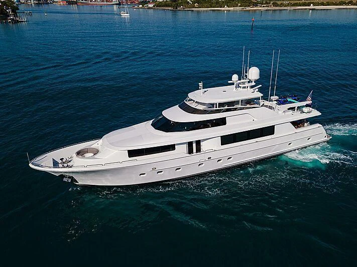 a white yacht on the water aboard UNWINED Yacht for Charter