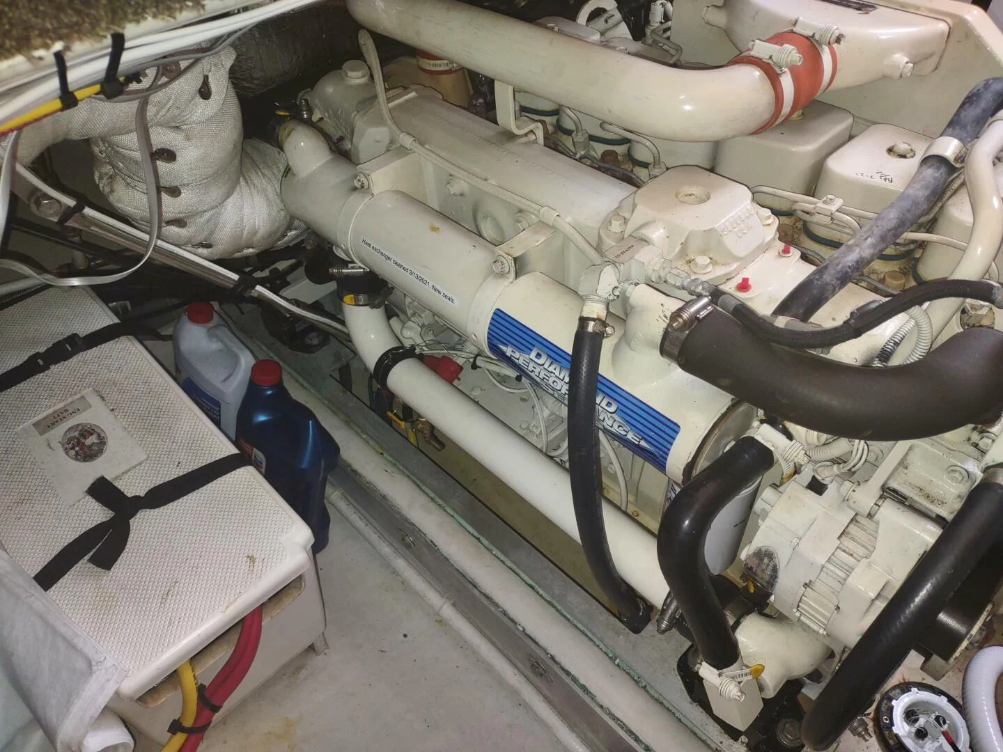 a close-up of a car engine aboard UNWINED Yacht for Charter