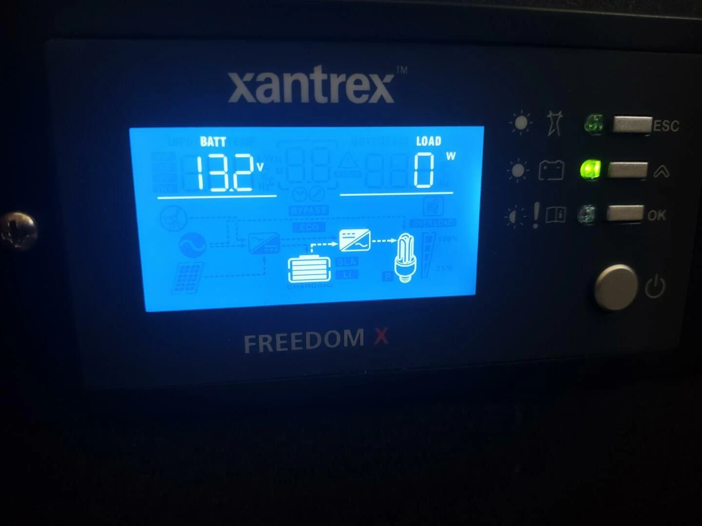 a screen with a blue screen aboard UNWINED Yacht for Charter