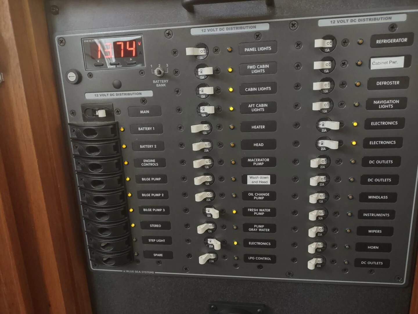 a black rectangular device aboard UNWINED Yacht for Charter