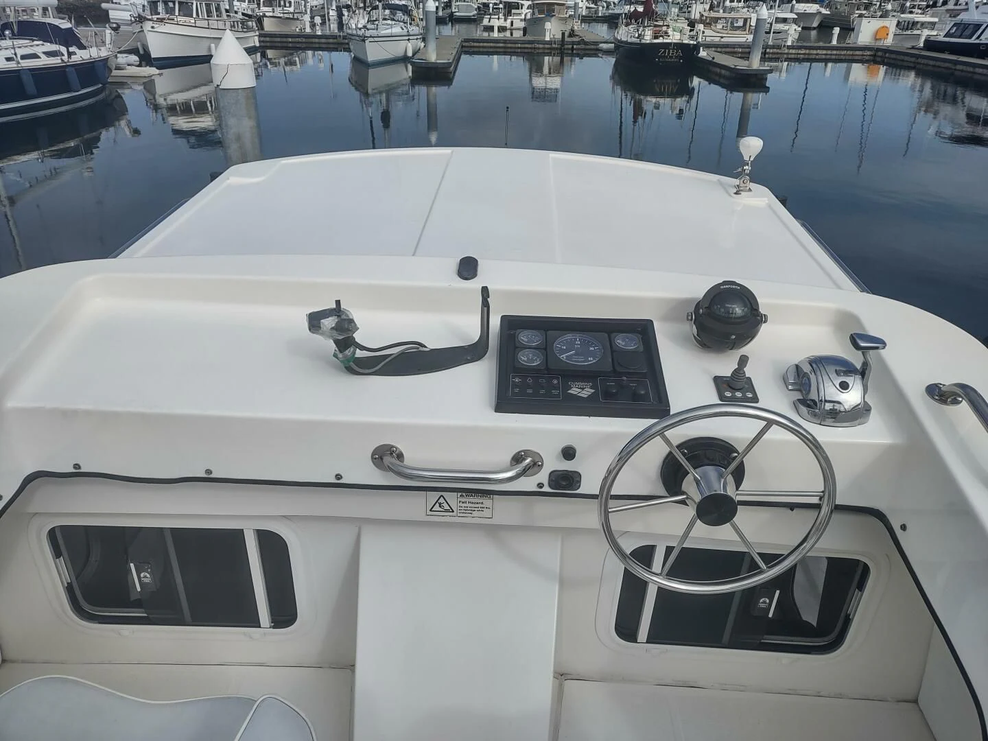 the front of a boat aboard UNWINED Yacht for Charter